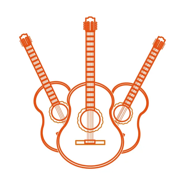 Guitarras Instrumentos Musicais Temas Sonoros Design Isolado Ilustração Vetorial — Vetor de Stock