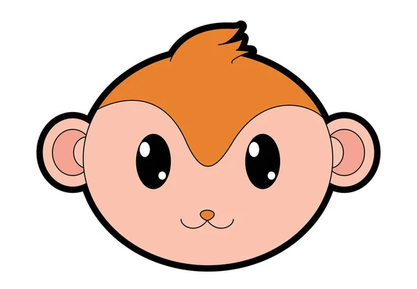 Plnobarevné Opičí Hlavy Roztomilé Zvířecí Postava Vektorové Ilustrace — Stockový vektor