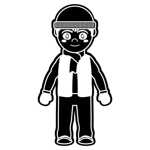 Grunge Drôle Garçon Hiver Vêtements Vectoriel Illustration — Image vectorielle