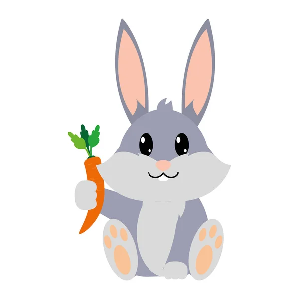 Adorable Lapin Coloré Animal Sauvage Avec Carotte Dans Illustration Vectorielle — Image vectorielle