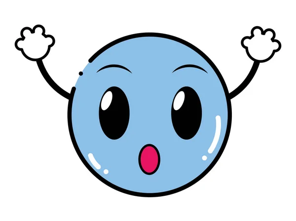 Color Impactado Emoji Cara Expresión Con Brazos Vector Ilustración — Vector de stock