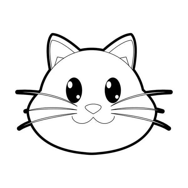 Contour Heureux Tête Chat Mignon Animal Personnage Vectoriel Illustration — Image vectorielle