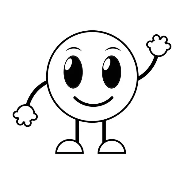 Linie Happy Emoji Výraz Rukama Nohama Vektorové Ilustrace — Stockový vektor
