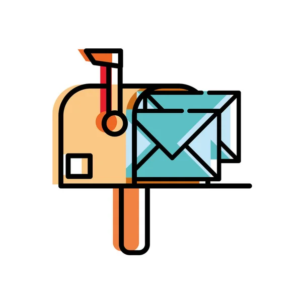 Buzón Correspondencia Color Movido Con Ilustración Vector Mensaje Carta Postal — Vector de stock