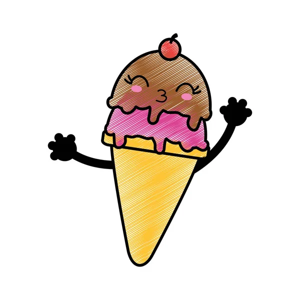 Helado Dulce Postre Tema Alimentos Diseño Aislado Ilustración Vectorial — Vector de stock