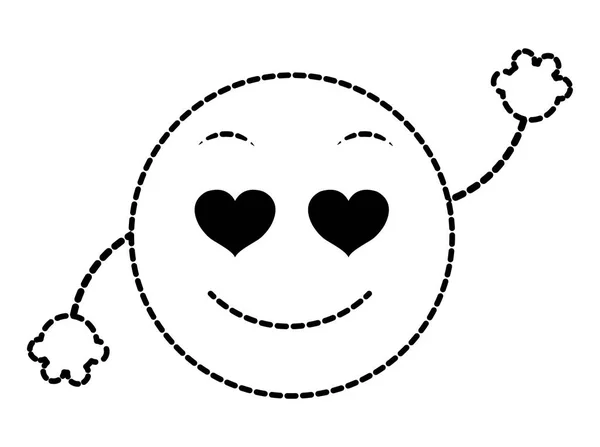 Forma Pontilhada Emoji Apaixonado Expressão Facial Com Braços Vetor Ilustração —  Vetores de Stock