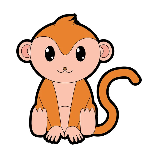 Plnobarevné Opice Roztomilé Zvířecí Divokost Vektorové Ilustrace — Stockový vektor