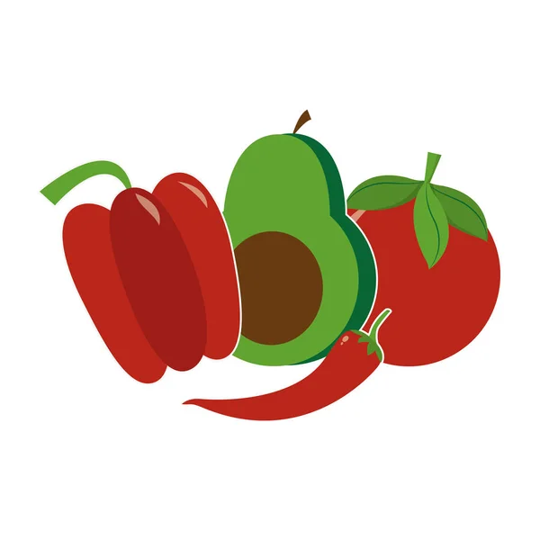 Tomate Poivrée Avocat Légumes Sain Bio Thème Design Isolé Illustration — Image vectorielle