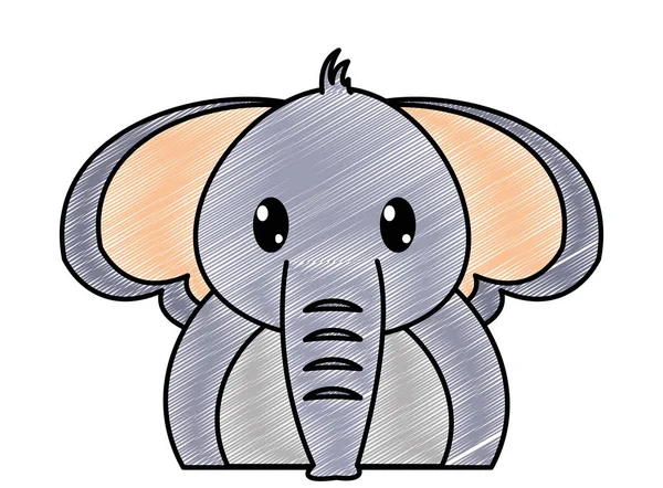 Grattugiato Adorabile Elefante Carino Animale Personaggio Vettoriale Illustrazione — Vettoriale Stock