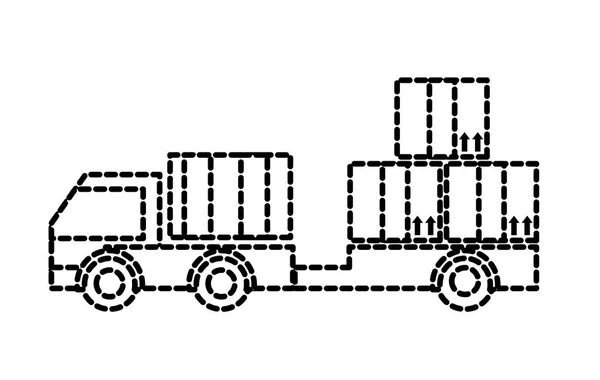 Trasporto Del Camion Consegna Forma Punteggiata Con Illustrazione Vettoriale Servizio — Vettoriale Stock