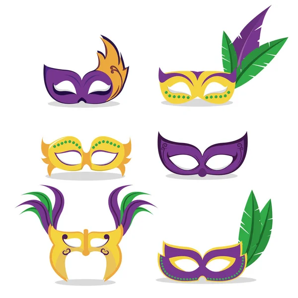 Maska Mardi Gras Festival Karneval Téma Vektorové Ilustrace — Stockový vektor