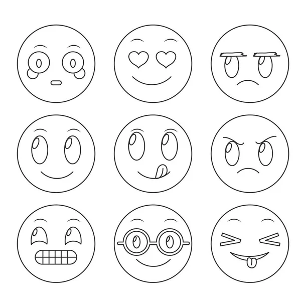 Emoticono Emoji Redes Sociales Dibujos Animados Tema Vector Ilustración — Vector de stock