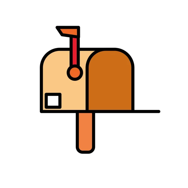 Line Color Mailbox Postage Correspondence Send Message Vector Illustration — Stock Vector