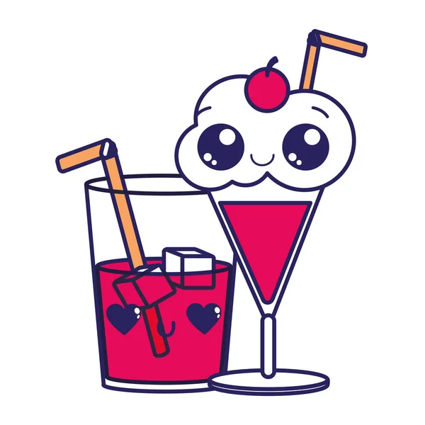 Soda Batido Bebidas Menú Temático Diseño Aislado Ilustración Vectorial — Vector de stock