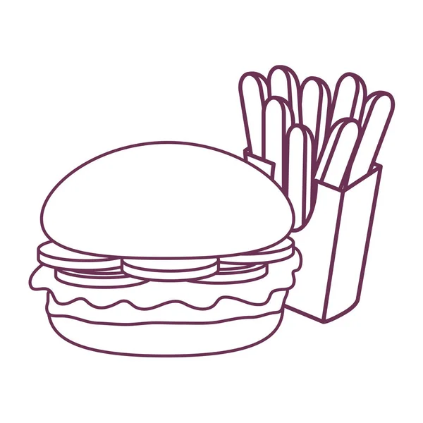 Hamburger und Pommes im Design — Stockvektor