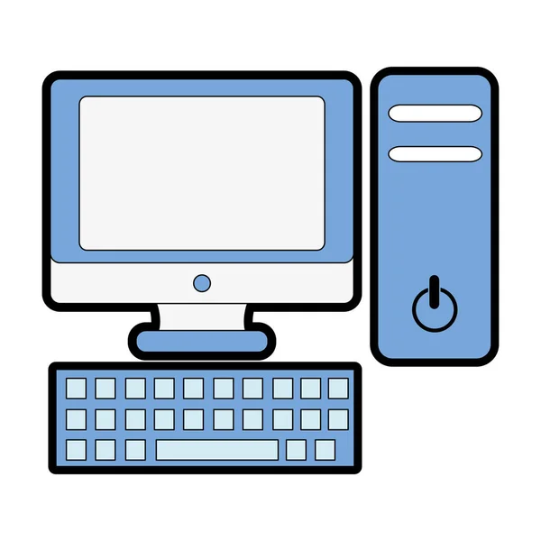 Повнокольоровий Екранний Комп Ютер Технологією Cpu Keyboard Векторні Ілюстрації — стоковий вектор
