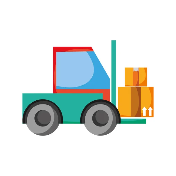 Forklift Taşıma Kutuları Paket Servisi Vektör Çizim Ile — Stok Vektör