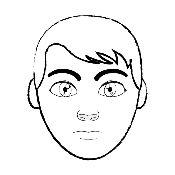 Tête Homme Avatar Grunge Avec Expression Faciale Illustration Vectorielle Coiffure — Image vectorielle