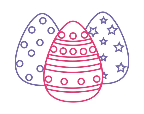 Huevos Línea Neón Pascua Con Cifras Apunta Celebración Vacaciones Vector — Vector de stock