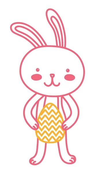 Neon Line Rabbit Animal Egg Easter Holiday Celebration Vector Illustration — Stock Vector