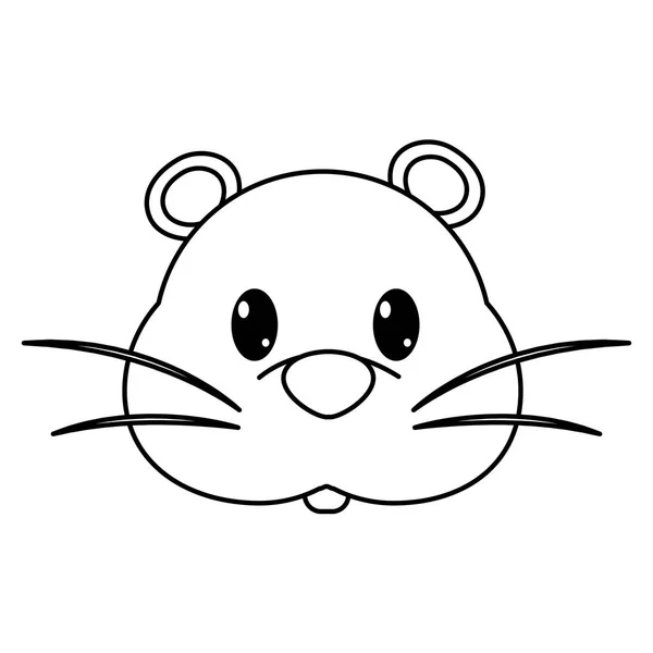 Line Mouse Head Cute Animal Character Vector Illustration — Stock Vector