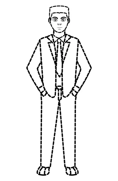 Διάστικτο Σχήμα Άνδρας Κομψό Ρούχα Και Εικονογράφηση Διάνυσμα Στυλ Γραβάτα — Διανυσματικό Αρχείο