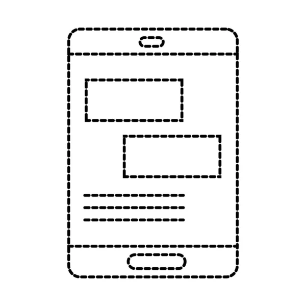 Gepunktete Form Grafik Diagrammleiste Innerhalb Smartphone Technologie Vektor Illustration — Stockvektor