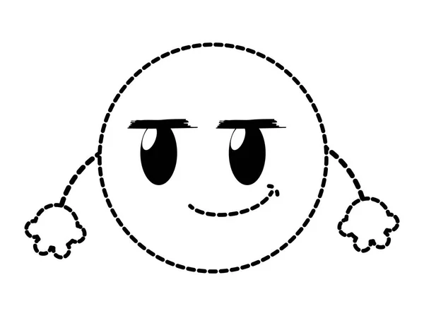 Forma Punteada Rogue Expresión Cara Emoji Con Ilustración Vectorial Brazos — Vector de stock