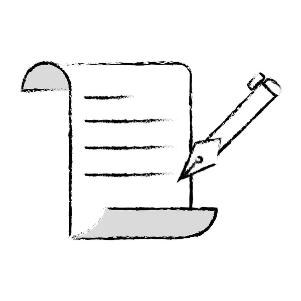 Grunge Büropapier Mit Federvektorillustration — Stockvektor