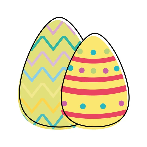 Línea Color Huevos Pascua Con Figuras Puntos Celebración Vacaciones Vector — Vector de stock