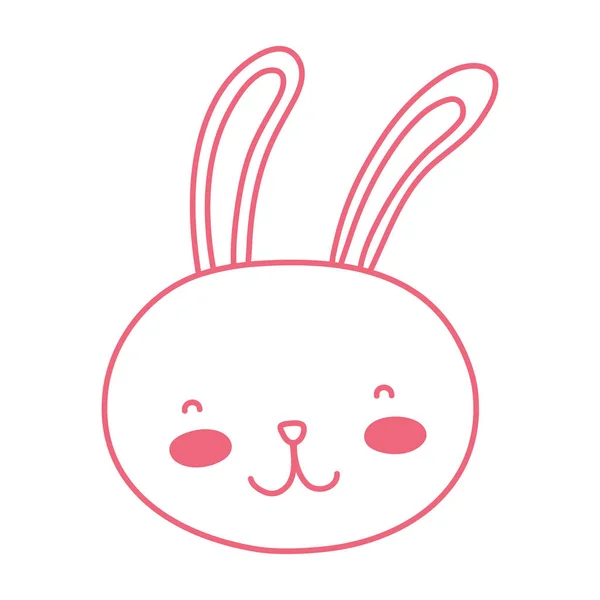 Ligne Néon Heureux Lapin Tête Animal Dessin Animé Vecteur Illustration — Image vectorielle