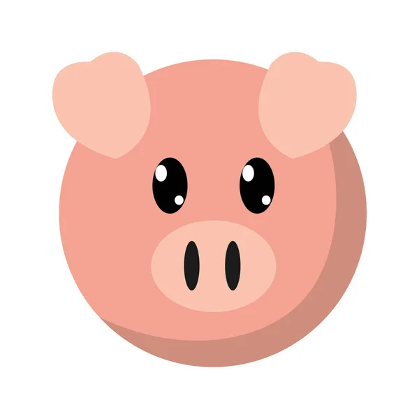 Colorful Pig Head Cute Animal Character Vector Illustration — Stock Vector