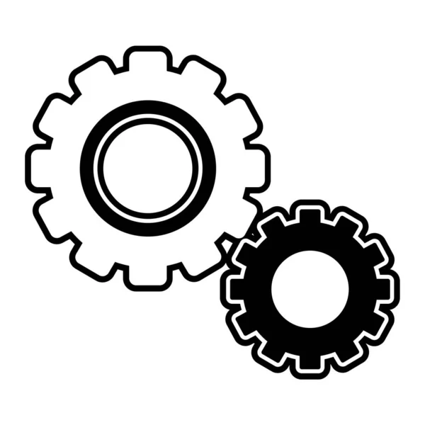 Silueta Industria Engranajes Tecnología Proceso Para Cooperación Máquina Vector Ilustración — Archivo Imágenes Vectoriales