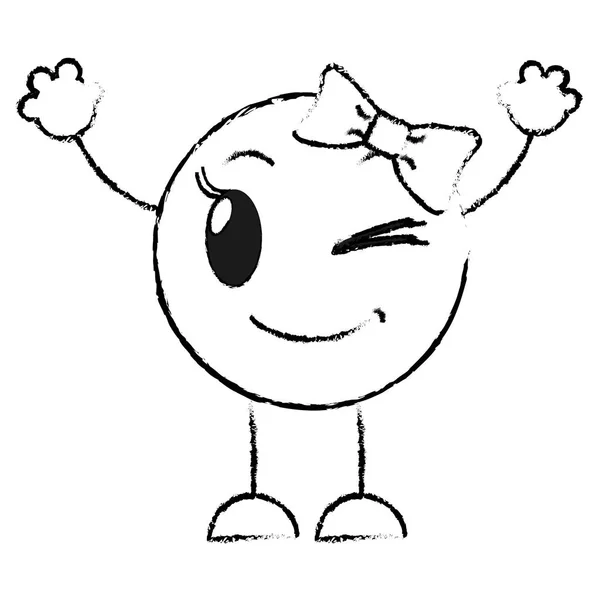 Grunge Καλό Θηλυκό Emoji Έκφραση Χέρια Και Πόδια Εικονογράφηση Διάνυσμα — Διανυσματικό Αρχείο