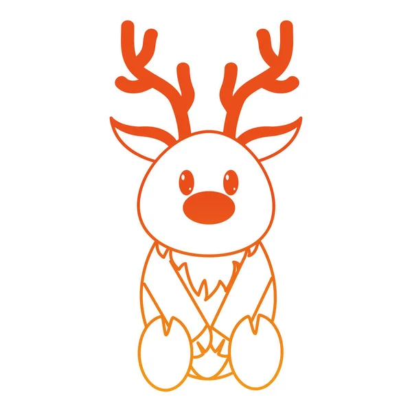 Orange line reindeer cute wild animal character — Stock Vector