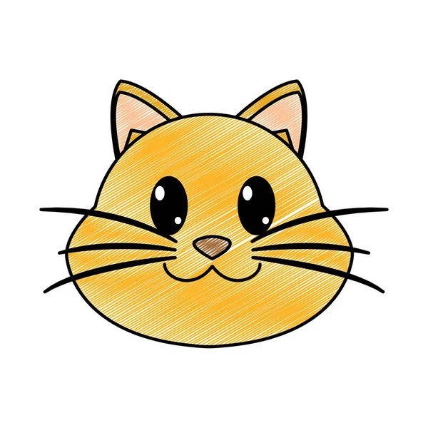 Gato feliz rallado cabeza lindo animal carácter — Vector de stock