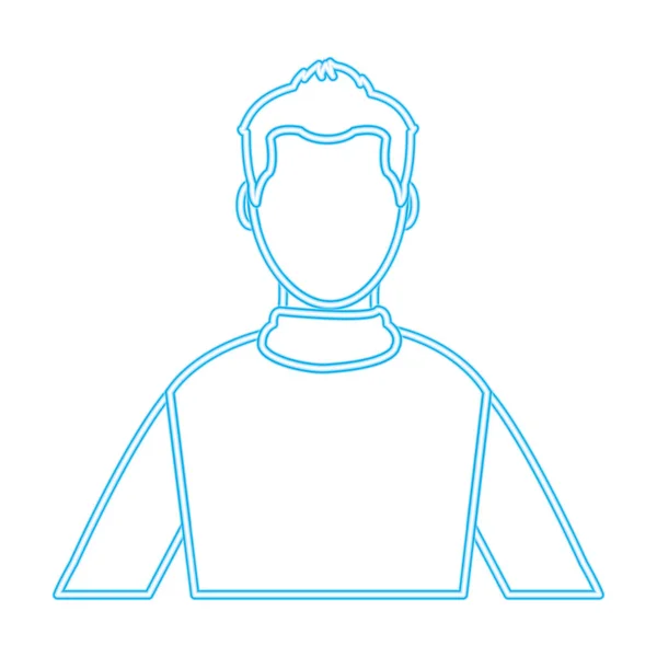 Νέον γραμμή προφίλ άνθρωπος με σχεδιασμό χτένισμα και πουκάμισο — Διανυσματικό Αρχείο