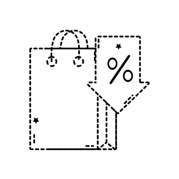 Пунктирная форма рынка сумки со стрелками процентов — стоковый вектор