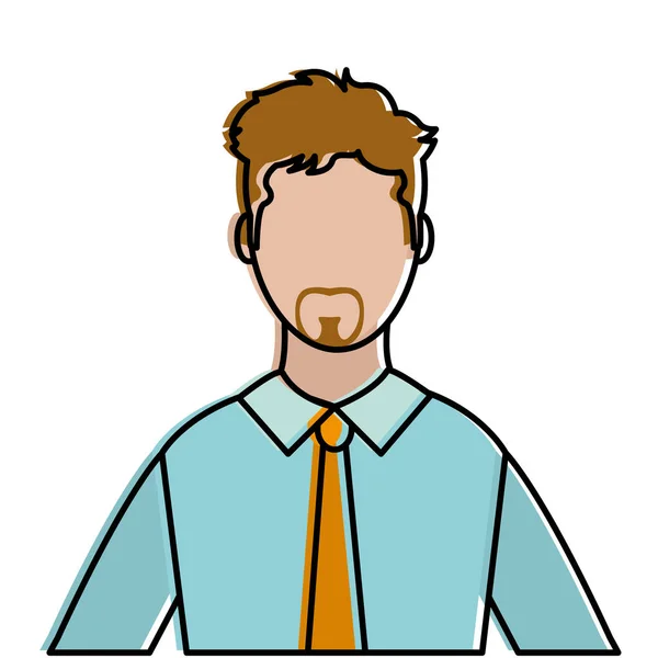 Homem perfil colorido com camisa elegante e penteado —  Vetores de Stock