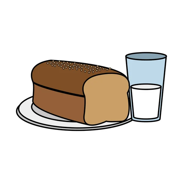 Brot und Glas Milchdesign — Stockvektor