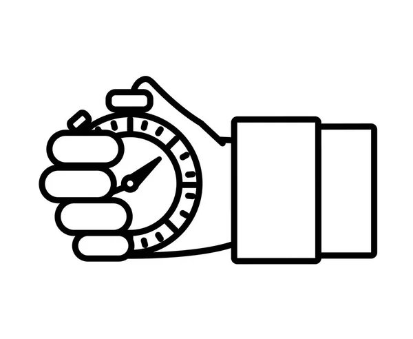 Γραμμή άνθρωπος χέρι με αντικείμενο ώρα χρονόμετρο — Διανυσματικό Αρχείο
