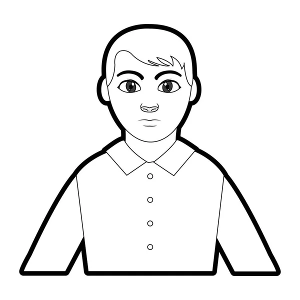 Περίγραμμα προφίλ κομψό άνδρα με πουκάμισο και χτένισμα — Διανυσματικό Αρχείο