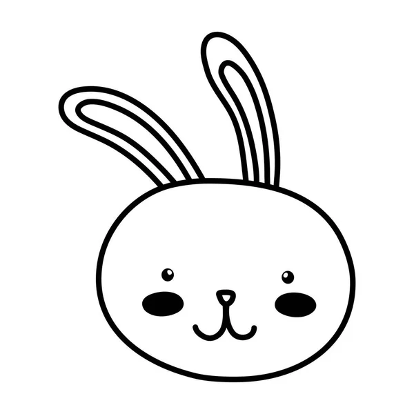 Line happy rabbit head animal character — Stock Vector