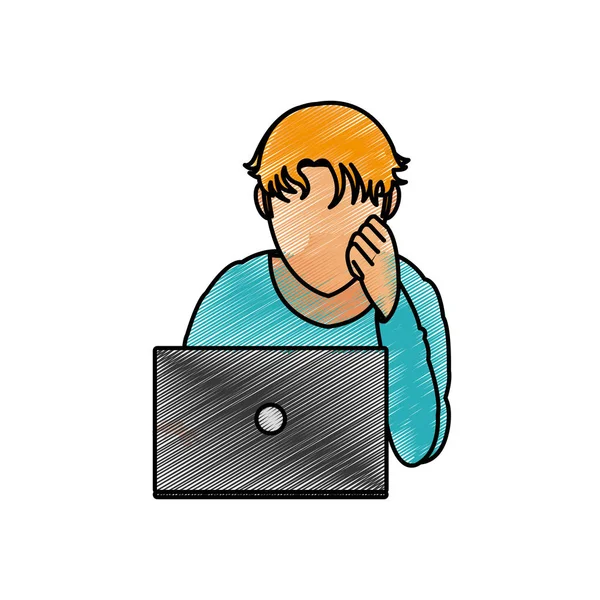 Jongen met laptop ontwerp — Stockvector