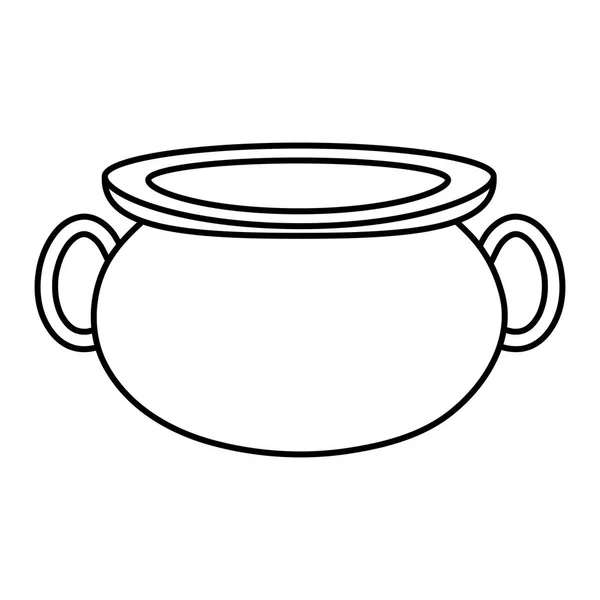 調理する伝統的なオブジェクトに線鍋釜 — ストックベクタ
