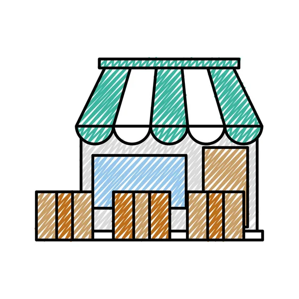 Transporte da loja da entrega do doodle ao serviço do pacote —  Vetores de Stock