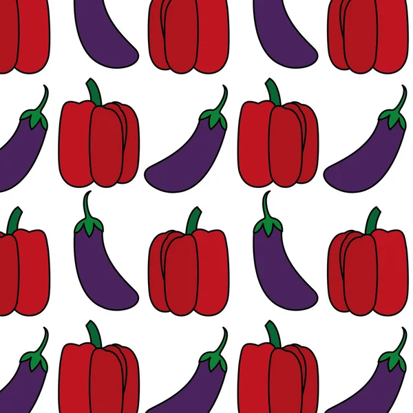 Conception de poivre et aubergine — Image vectorielle