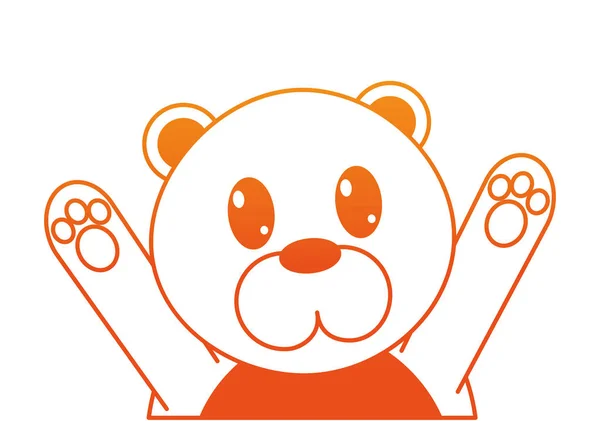 Orange line bear cute animal with hands up — Stock Vector