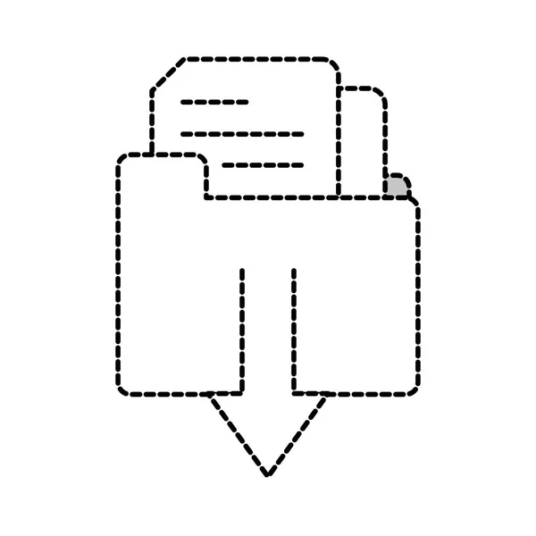 Forma punteggiata cartella di file scaricare informazioni sui documenti — Vettoriale Stock