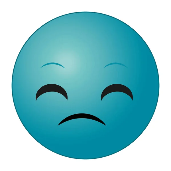 Blauwe teleurgesteld gezicht gebaar emoji expressie — Stockvector